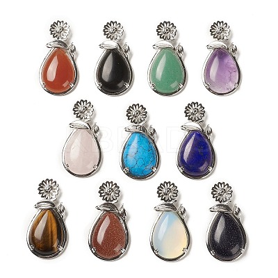 Natural & Synthetic Mixed Gemstone Pendants G-A031-02P-1