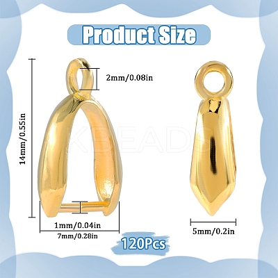 120Pcs Grade AA Brass Ice Pick Pinch Bails for Pendant Making KK-SC0005-20G-1