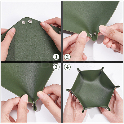 4Pcs 4 Colors PU Leather Storage Tray Box with Snap Button AJEW-WR0001-79-1