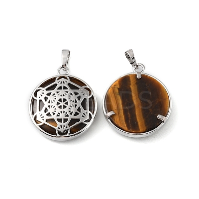 Natural Tiger Eye Pendants G-P498-04P-22-1