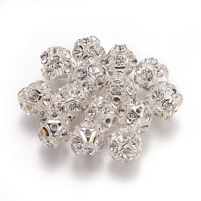 Brass Clear Rhinestone Beads RB-A017-10mm-S-1