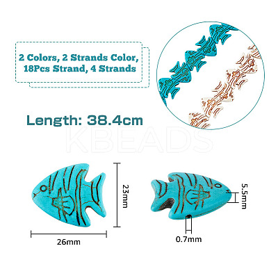 4 Strands 2 Colors Ocean Theme Synthetic Turquoise Beads Strands G-FH0001-94-1