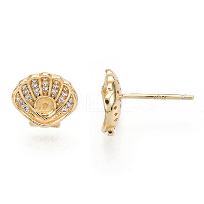 925 Sterling Silver Micro Pave Cubic Zirconia Stud Earring Findings STER-T004-40G-1