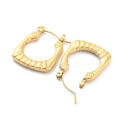 Texture Rectangle 304 Stainless Steel Hoop Earrings for Women EJEW-C067-08G-1