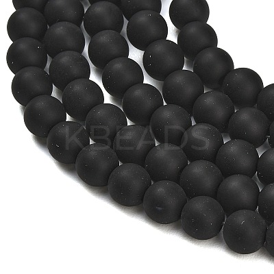 Natural Brazil Black Onyx(Dyed & Heated) Beads Strands G-Z024-01B-8mm-01-1