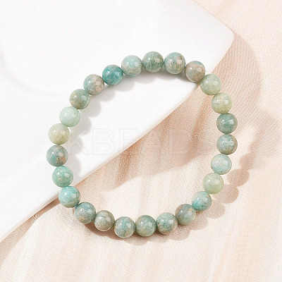 Natural Amazonite Beads Stretch Bracelets for Men Women BJEW-K286-01-1
