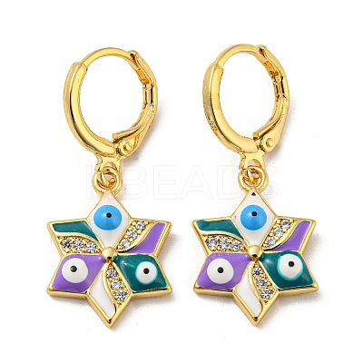 Real 18K Gold Plated Brass Dangle Leverback Earrings EJEW-A033-19G-01-1