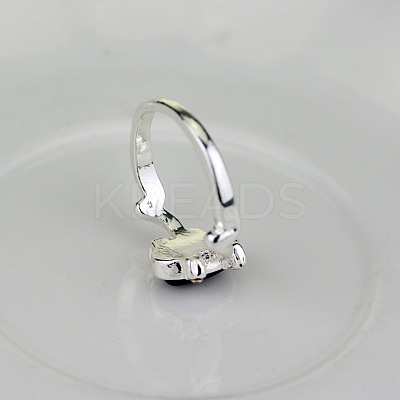 Alloy with Natural Lapis Lazuli Finger Rings FS-WGF3EDB-04-1