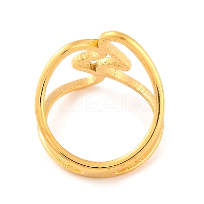 Ion Plating(IP) 304 Stainless Steel Wave Finger Rings for Women RJEW-S414-30B-G-1