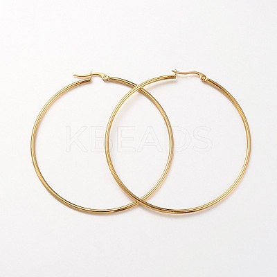 Ion Plating(IP) 304 Stainless Steel Hoop Earrings LS-EJEW-N0016-11G-L-1