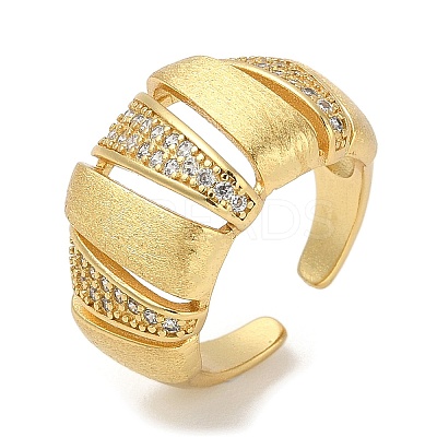 Rack Plating Brass Micro Pave Cubic Zirconia Cuff Finger Rings for Women RJEW-C114-12B-G-1