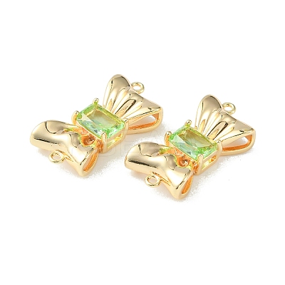 Brass Pave Cubic Zirconia Connector Charms KK-L208-01G-04-1