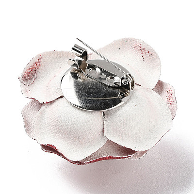 Flower Glitter Imitation Leather with Plastic Pearl Brooch Pin LS-JEWB-K013-02P-01-1