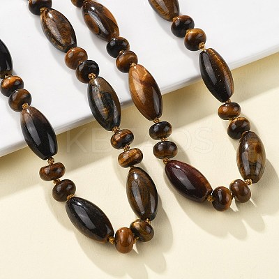 Natural Tiger Eye Beaded Necklaces NJEW-S388-13-1