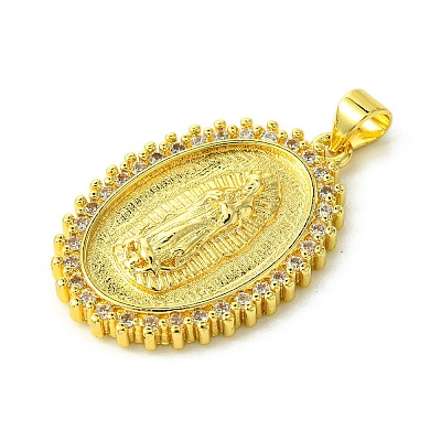 Brass Micro Pave Clear Cubic Zirconia Pendants KK-H472-45G-1
