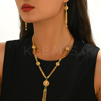 Vintage Alloy Hollow Round Tassel Earrings & Necklaces for Women KT6251-1