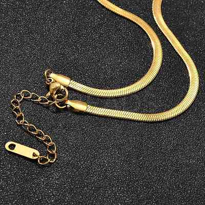 3mm Stainless Steel Flat Snake Chain Necklaces for Men Women NJEW-G160-03G-1