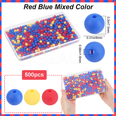 500Pcs Rubberized Style Imitated Silicone Acrylic Beads OACR-SP0001-33E-1