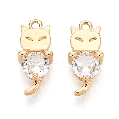 Brass Pave Cubic Zirconia Pendants KK-T071-43G-1