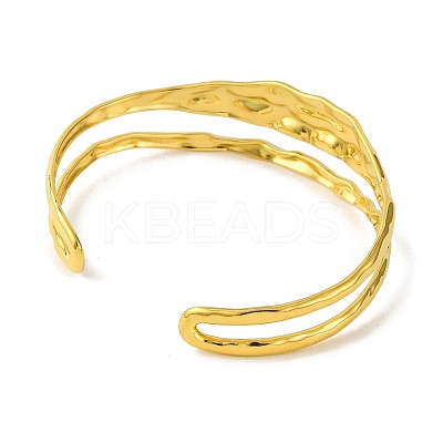 Ion Plating(IP) Fashionable 304 Stainless Steel Cuff Bangles for Women BJEW-B104-14G-1