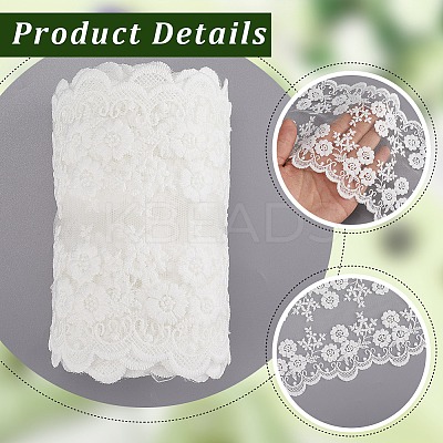 5 Yards Milk Fiber Embroidery Lace Trim Ribbon OCOR-GF0005-14B-1