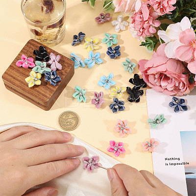 40Pcs 10 Colors Velvet with Resin Rhinestone Cabochons FIND-CA0011-27-1