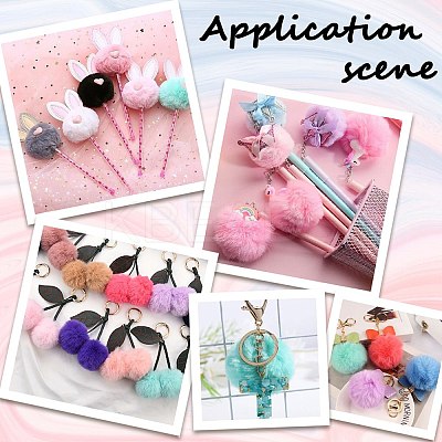 12Pcs 6 Colors Handmade Faux Rabbit Fur Pom Pom Ball Covered Pendants WOVE-SC0001-07-1