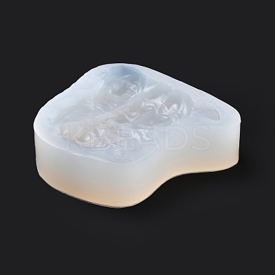 DIY Mini Halloween Skull & Pumpkin Food Grade Silicone Statue Molds DIY-G054-C03-1