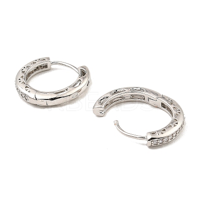 Brass Micro Pave Cubic Zirconia Hoop Earrings EJEW-D078-12P-1