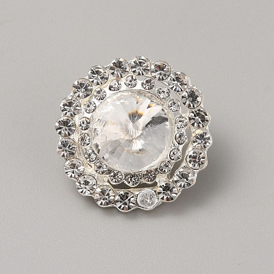 1-Hole Alloy Rhinestone Shank Buttons BUTT-WH0030-22-1
