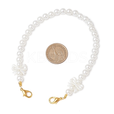 ABS Plastic Imitation Pearl Round & Bowknot White Beaded Purse Chains AJEW-BA00140-1