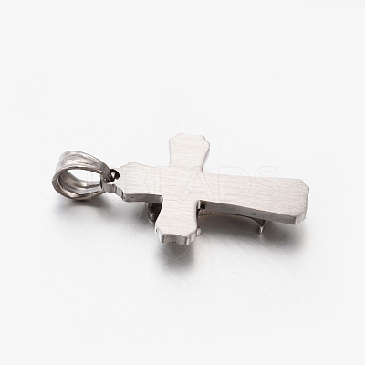Tarnish Resistant Hot Fashion Bi-Color 201 Stainless Steel Cross Pendants STAS-F010-41P-1