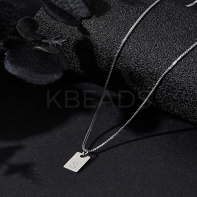 1Pc Stainless Steel Letter Rectangle Pendant Necklaces NJEW-LP0001-34S-P-1