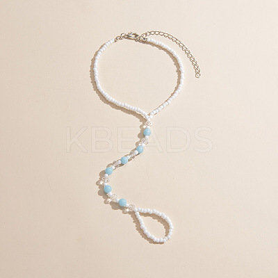 Luminous Resin Round Beaded with Glass Seed Beaded Anklets WG45460-03-1