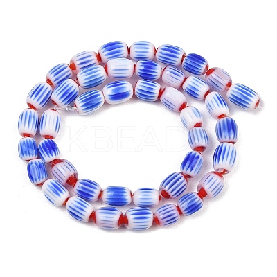 Handmade Millefiori Glass Oval Beads Strands LK-Z001-02B-06-1