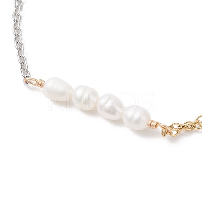 Natural Cultured Freshwater Pearl Beads Link Bracelets BJEW-JB12865-1