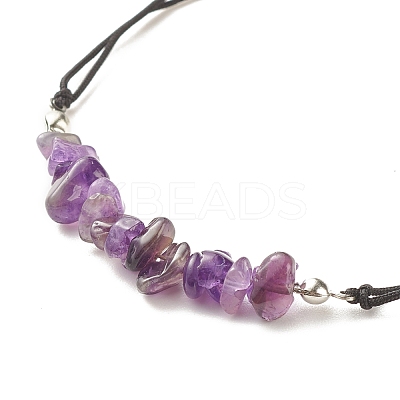 Natural Amethyst Chips Braided Bead Bracelet BJEW-JB08019-09-1