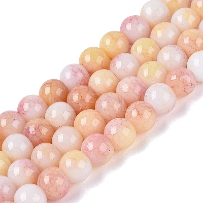 Ombre Effect Opaque Crackle Glass Beads Strands GLAA-Q106-01A-A15-1