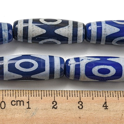 Blue Tibetan Style dZi Beads Strands TDZI-NH0001-B14-01-1