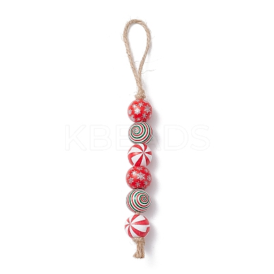 Wood Beads Pendant Decoraiton HJEW-JM02270-1