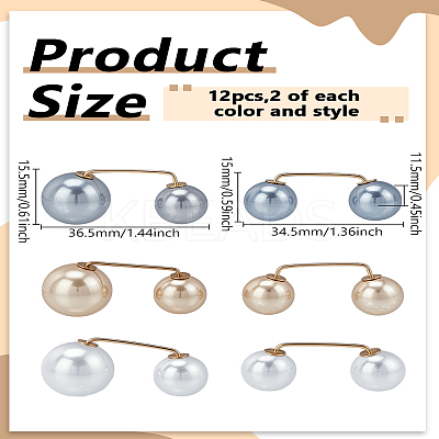 12Pcs 6 Styles Double Round Imitation Pearl Brooch JEWB-LP0005-03-1