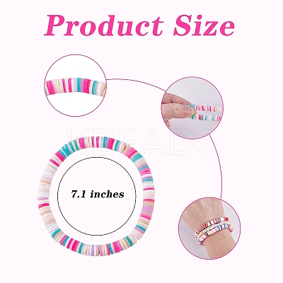 Handmade Polymer Clay Heishi Surfer Stretch Bracelets Set BJEW-SW00099-06-1