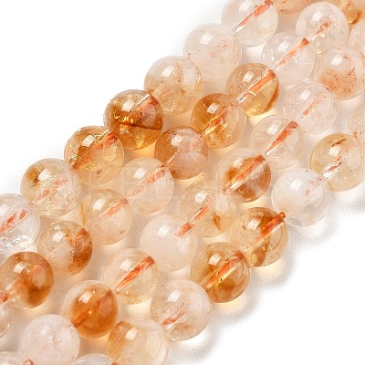 Heated Natural Citrine Beads Strands G-A262-A01-6mm-1