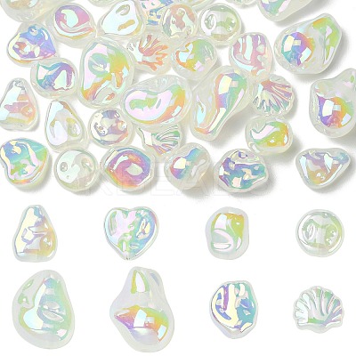 32Pcs 8 Styles UV Plating Opaque Acrylic Beads OACR-CJ0002-77-1