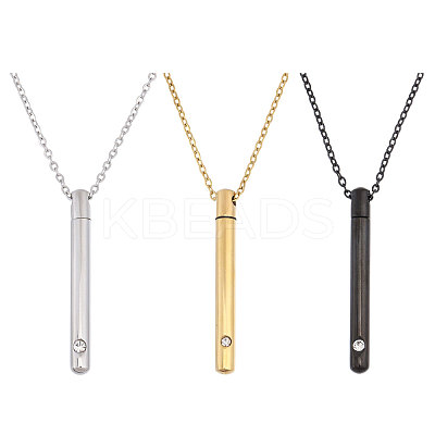 3Pcs 3 Colors 304 Stainless Steel Cable Chain Necklaces NJEW-CA0001-24-1