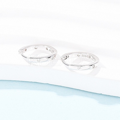 925 Sterling Silver Micro Pave Clear Cubic Zirconia Hoop Earrings EJEW-K317-04P-1