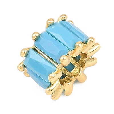 Brass Micro Pave Cubic Zirconia European Beads KK-C170-33G-1