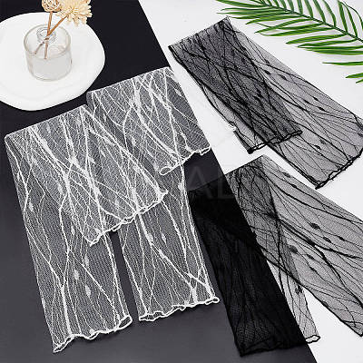 2Pairs 2 Colors Elegant Lightning Bolt Pattern Polyester Lace Arm Sleeves AJEW-CP0001-42-1