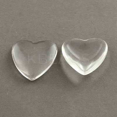 Transparent Glass Heart Cabochons GGLA-R021-23mm-1
