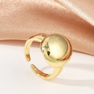 Oval Brass Open Cuff Rings for Women RJEW-G343-16G-1